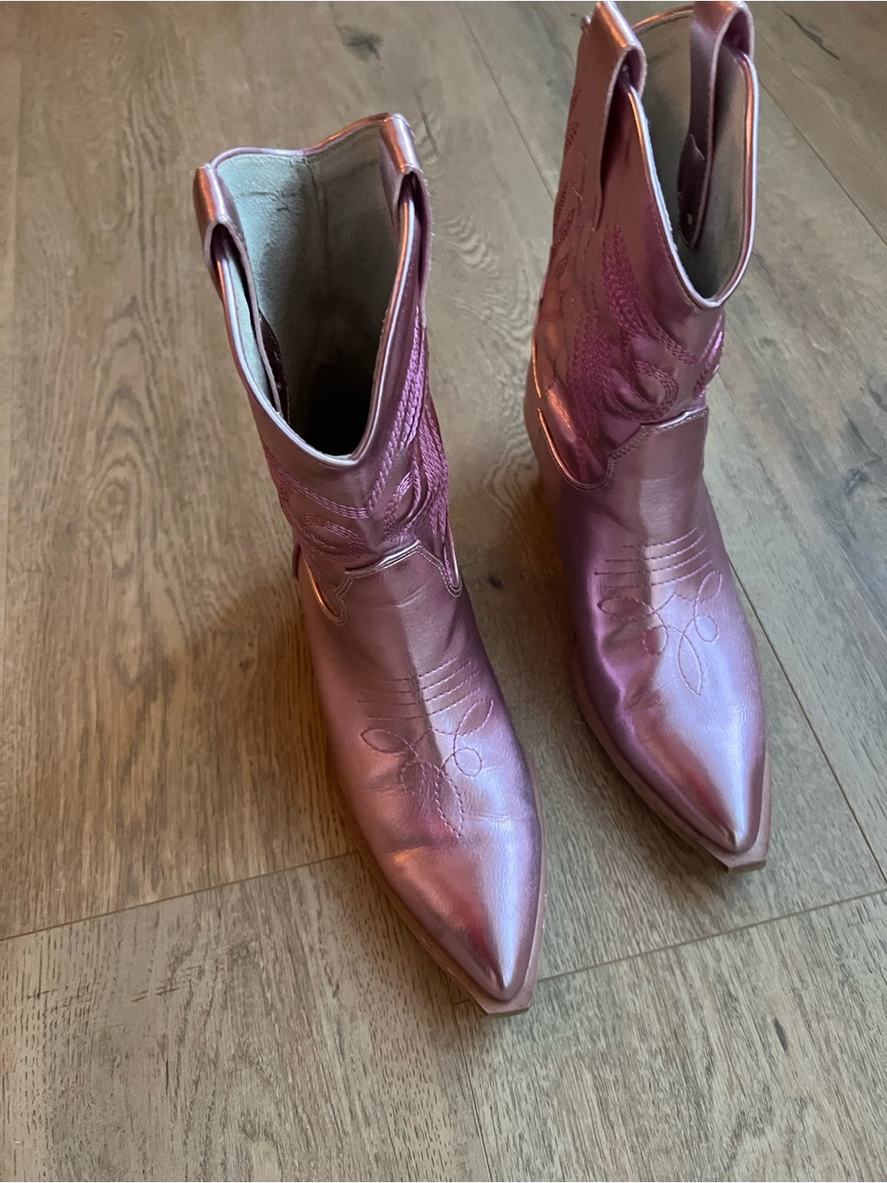 Shu ShopMetallic Pink Western Ankle Boots - Picture 2 of 7